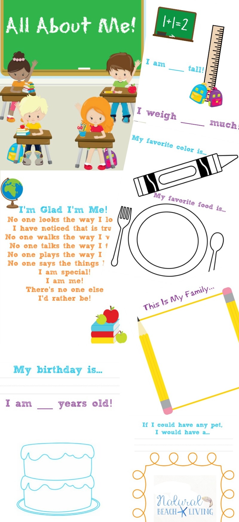 The Best All About Me Preschool Theme Printables Natural Beach Living