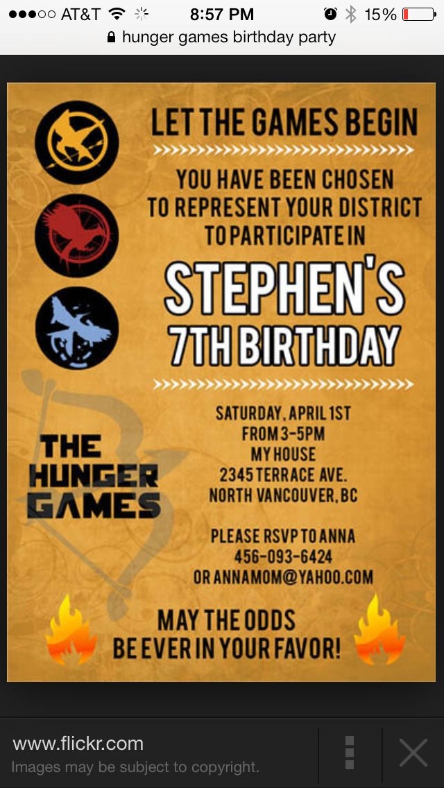 free printable hunger games party invitations