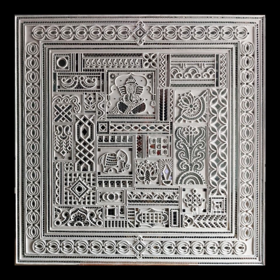 The Lippan Patches II Traditional Wall Art Indian Wall Art Painted