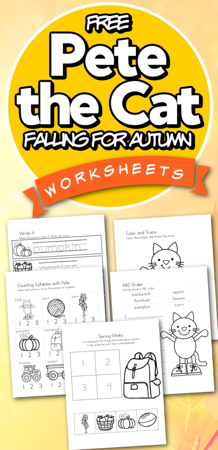 The Pete The Cat Worksheet Is Shown