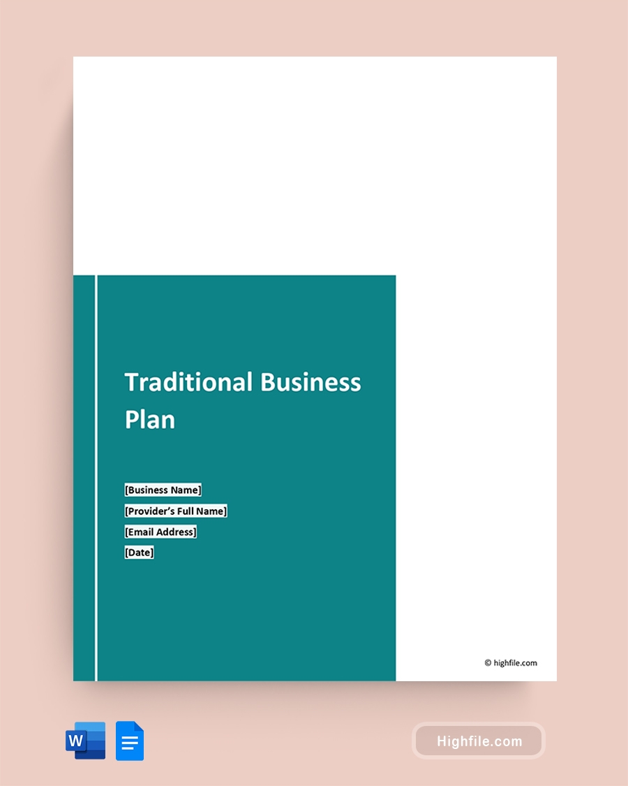 Traditional Business Plan Template Word Google Docs Highfile
