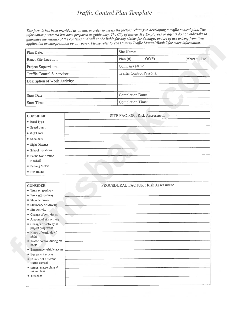 Traffic Control Plan Template Printable Pdf Download