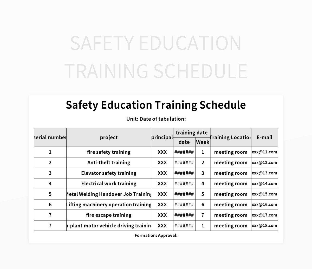 training plan template excel