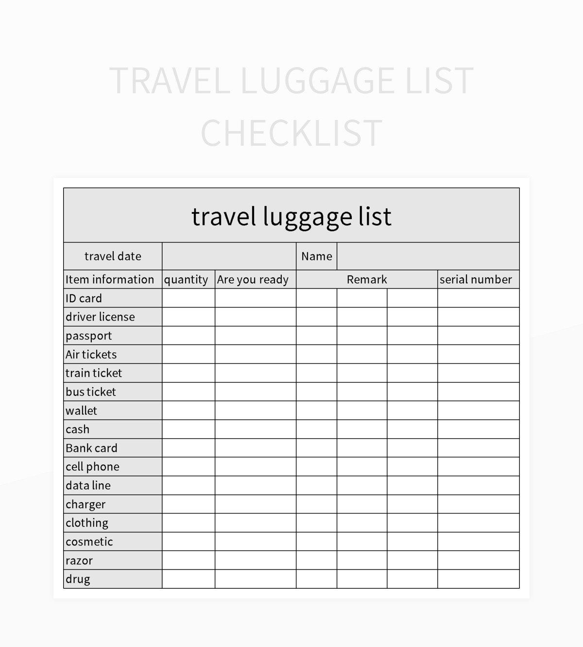 Travel Planning Checklist Template Excel Infoupdate
