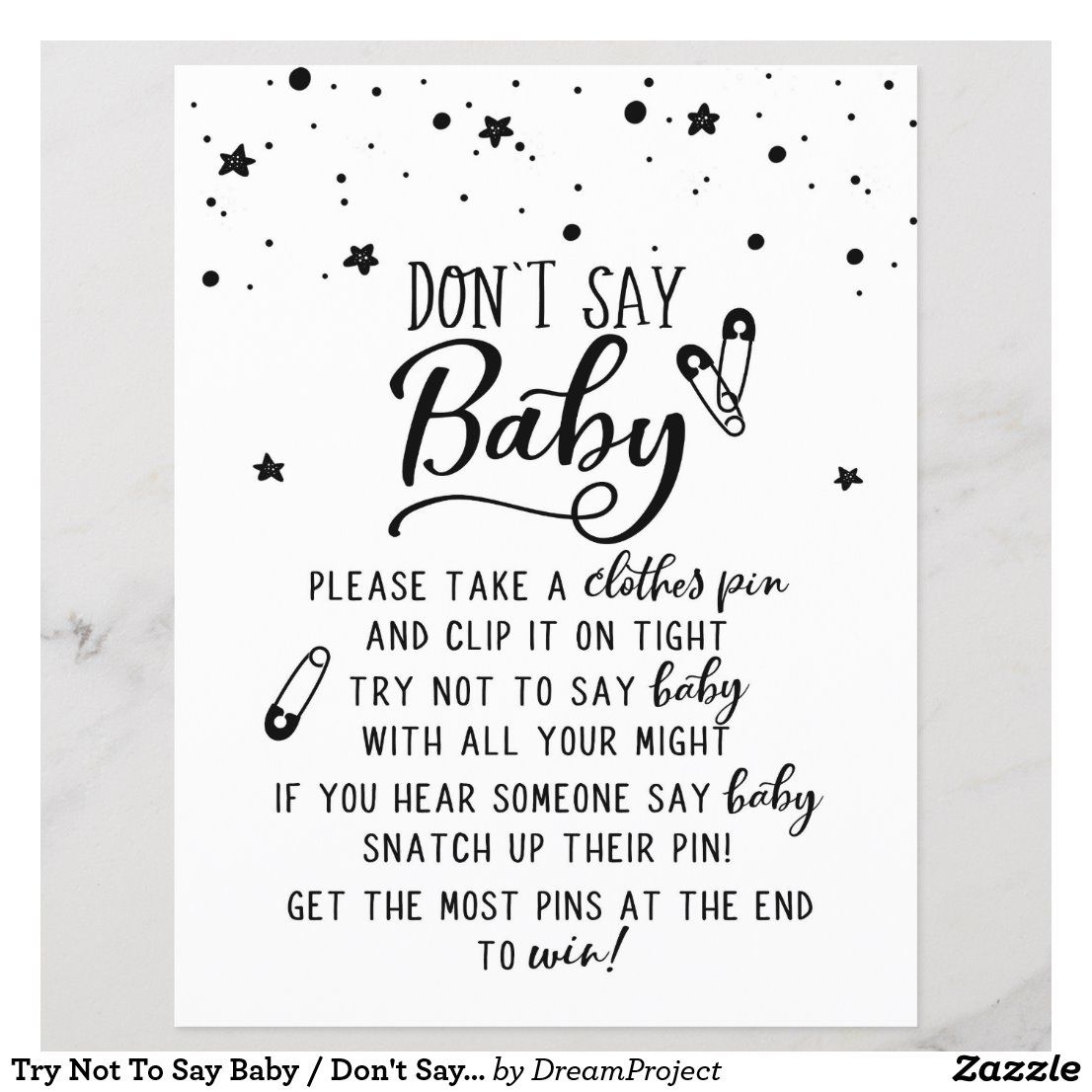 free printable don t say baby game sign