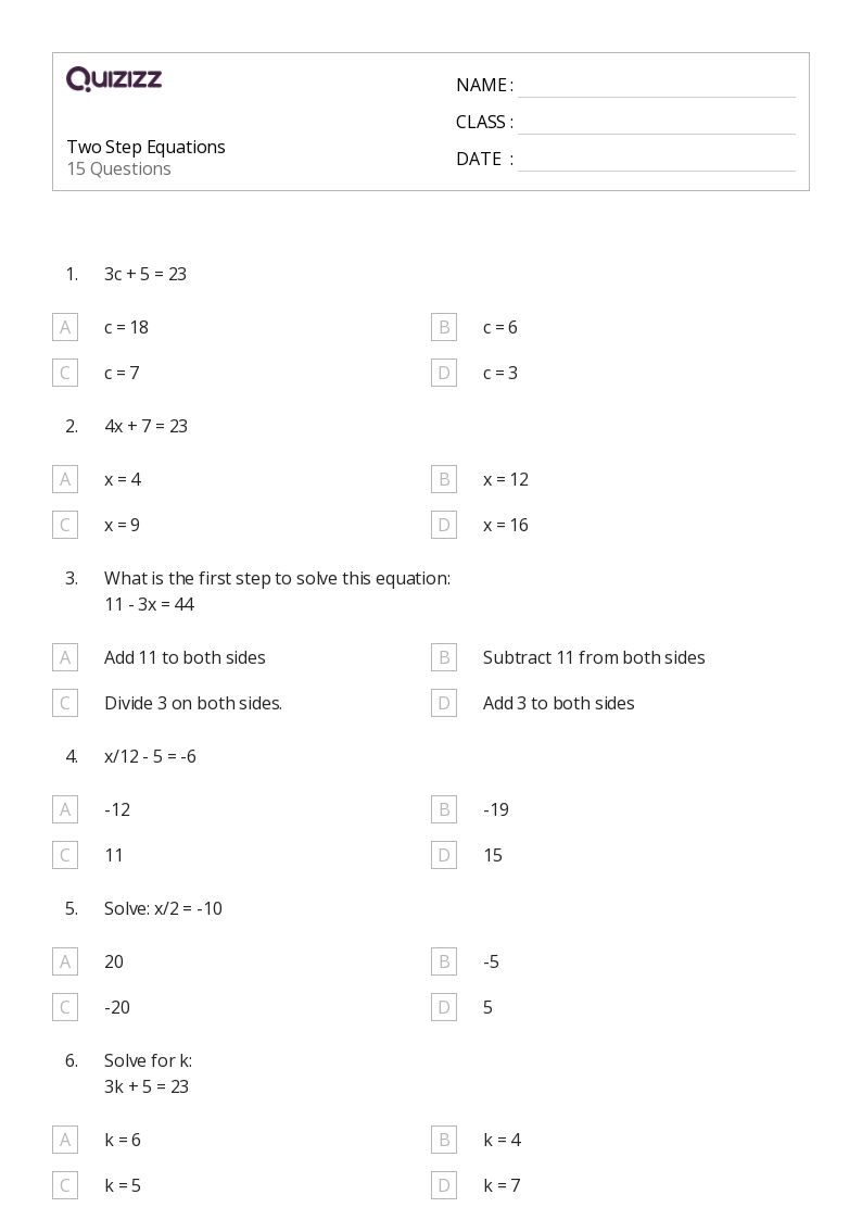 Two Step Equation Word Problems Worksheets Library