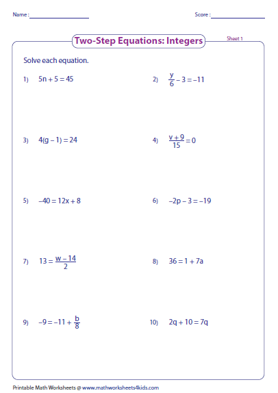 solving multi step equations worksheets pdf grade 8