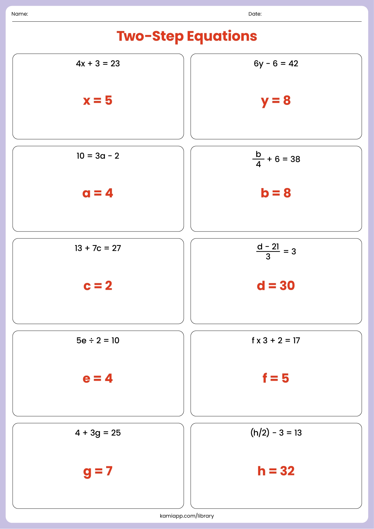 two-step equations worksheet pdf