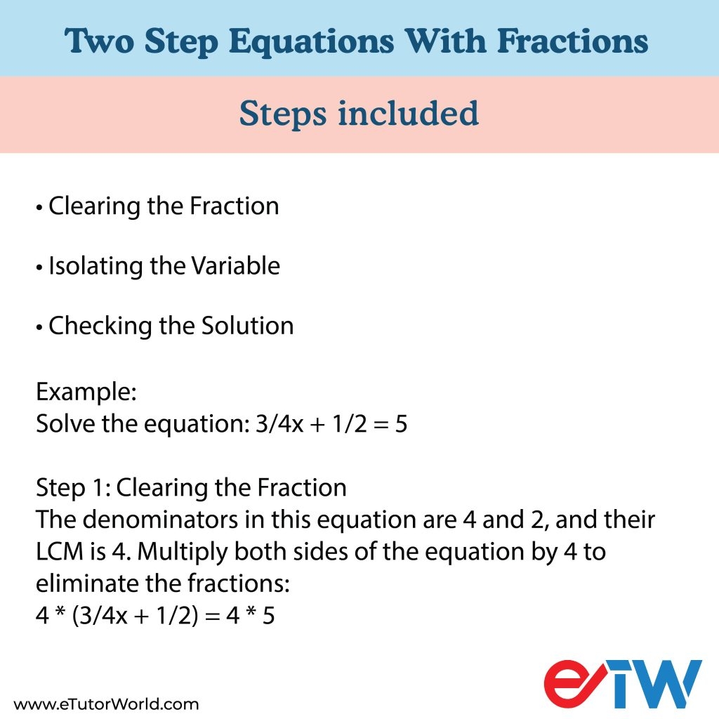 Two Step Equations With Fractions ETutorWorld Worksheets Library