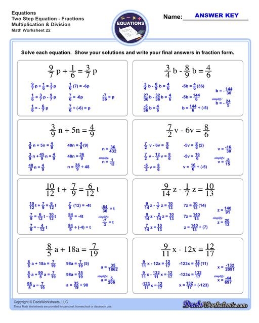 Two Step Equations Worksheets Library