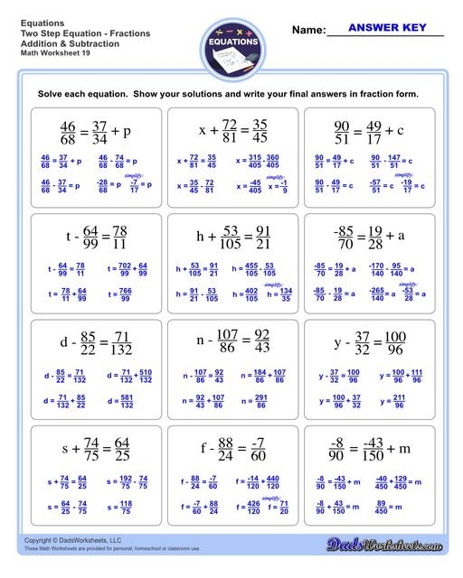 2 step equation worksheet pdf
