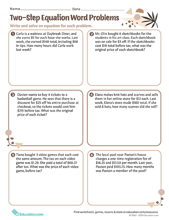 Two Step Word Problems With Addition And Subtraction Worksheets Library