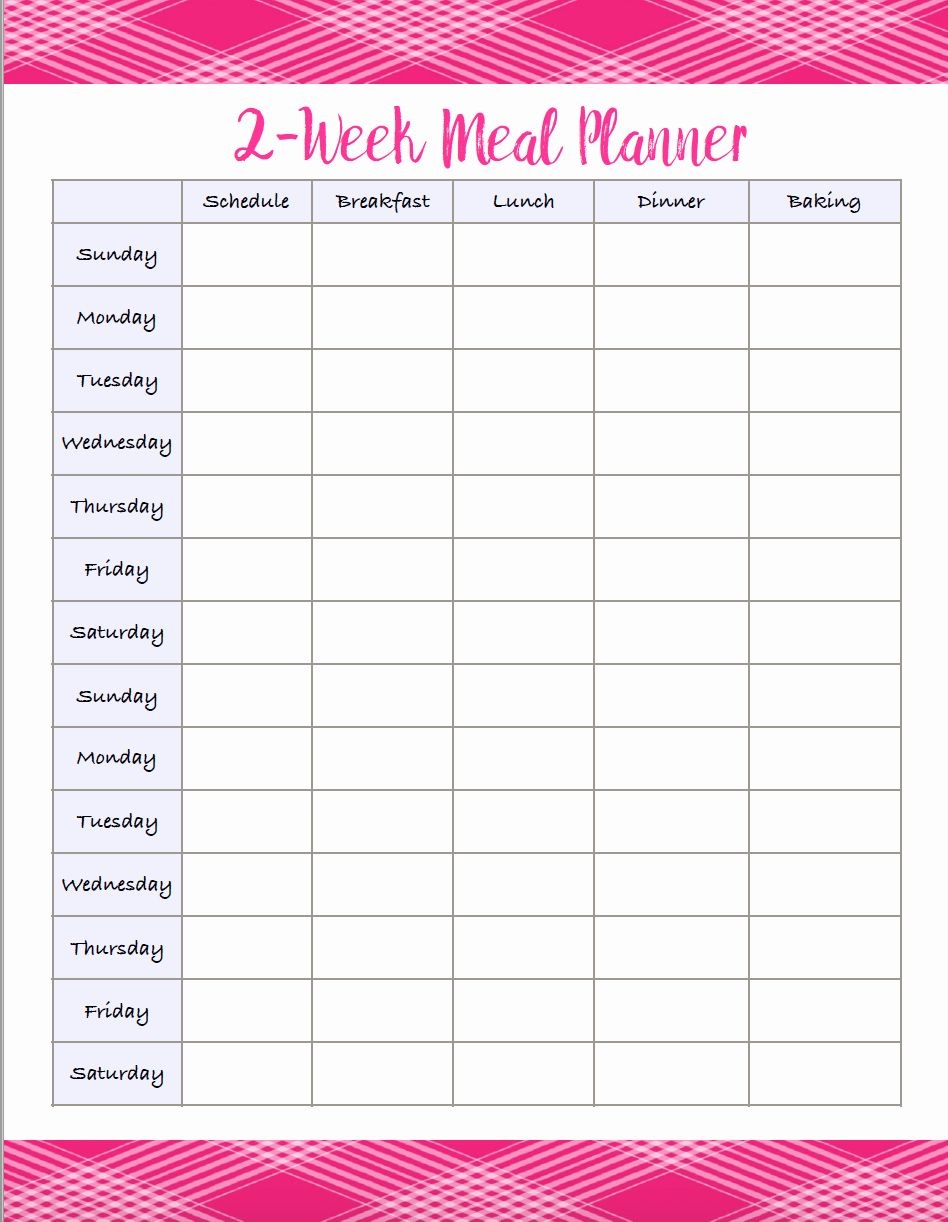 Two Week Meal Plan Template Social Media Template