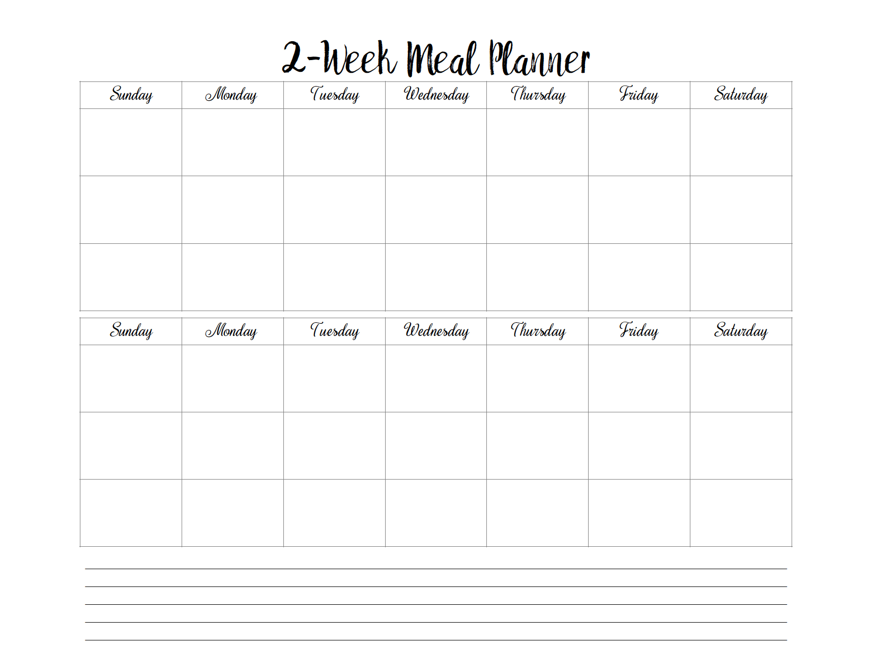 2 week meal plan template