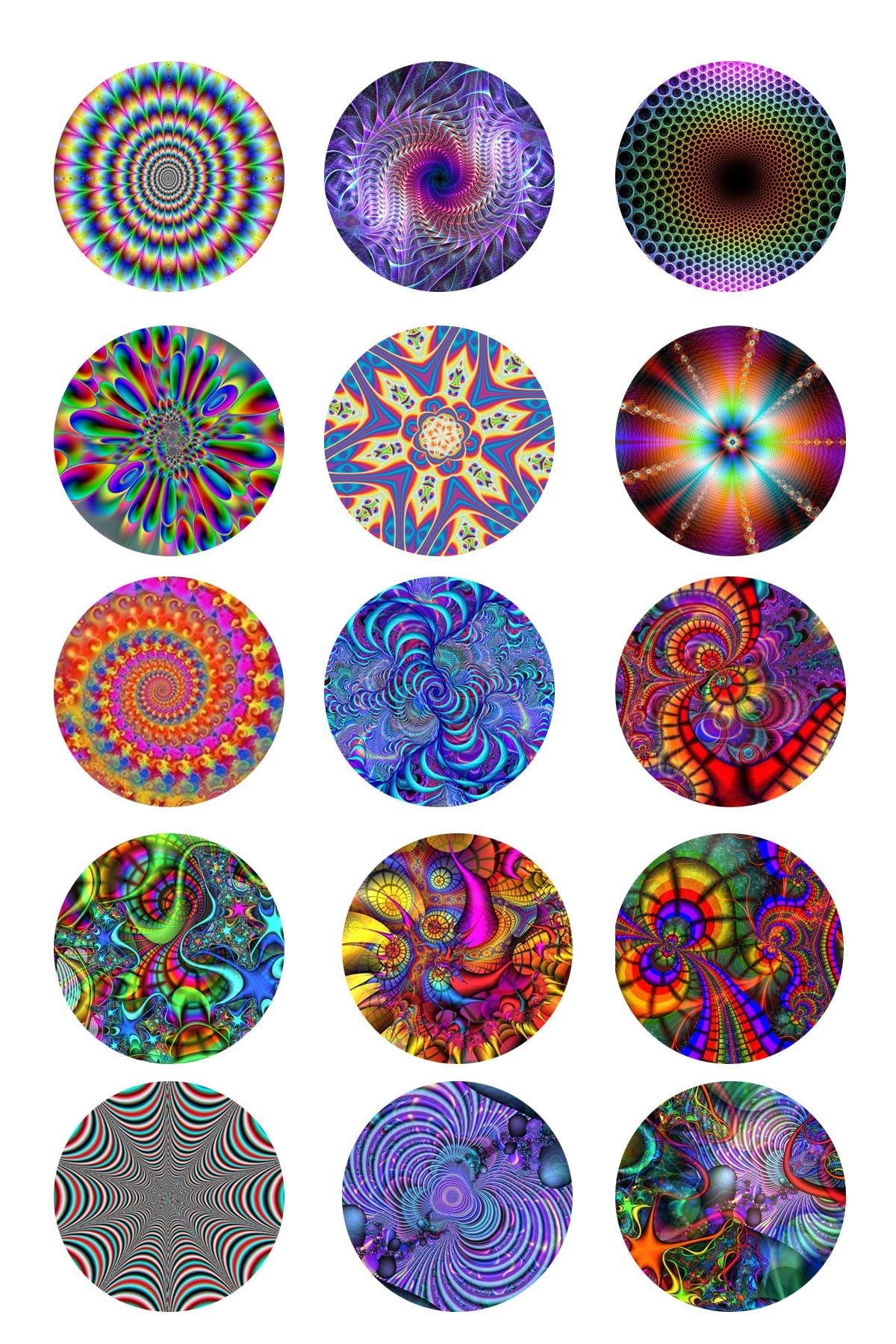Tye Dye Bottle Cap Images Collage Sheets Designs Patterns Prints 