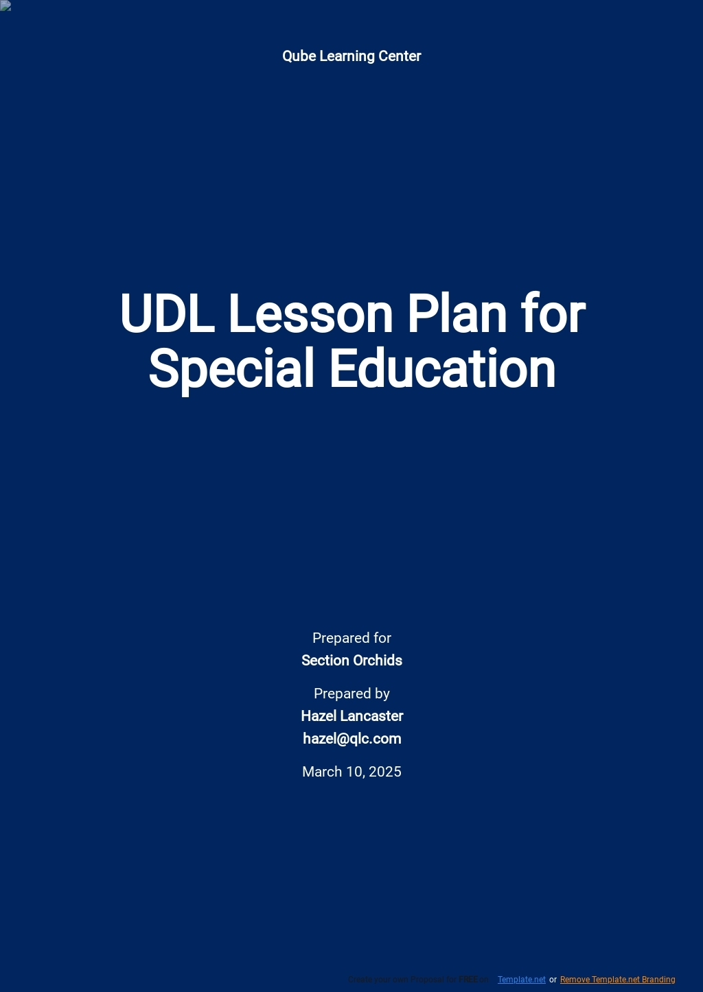 UDL Lesson Plan For Special Education Template Google Docs Word 