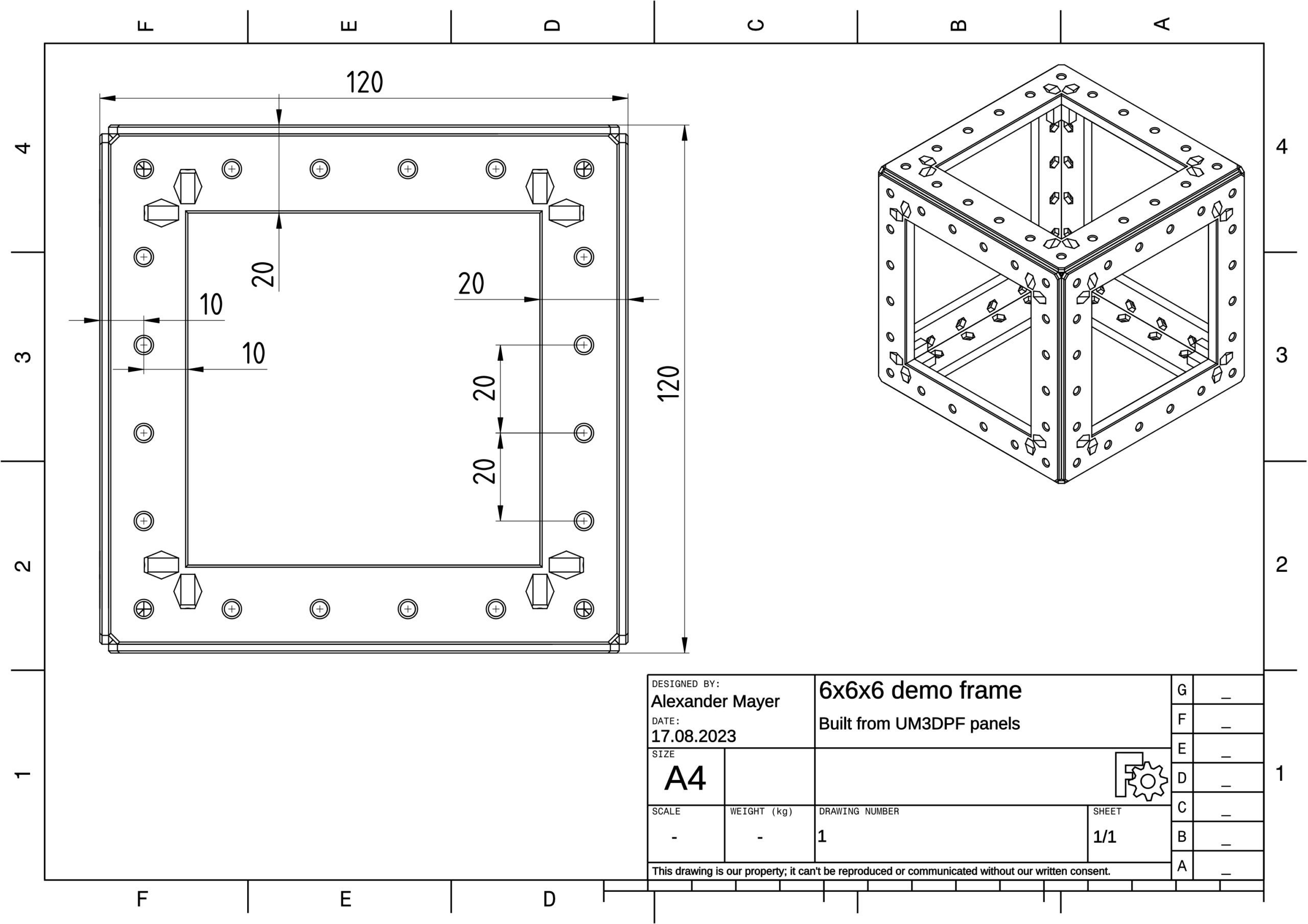 UM3DPF Universal Modular 3d printable Frame Generator By PistonPin 