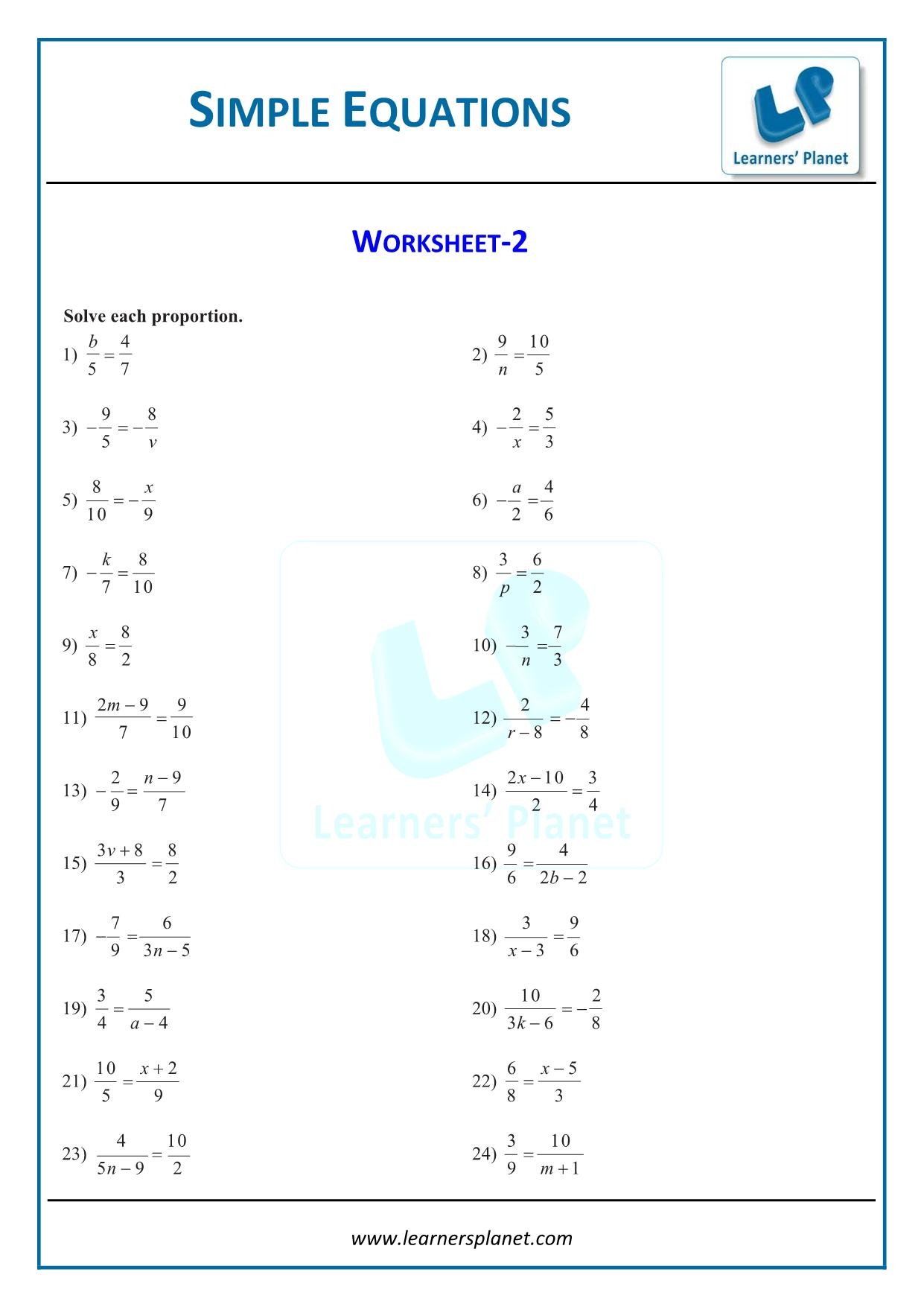 basic equations worksheet