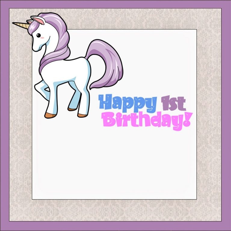 Unicorn Free Printable First Birthday Invitation Template Invitations 