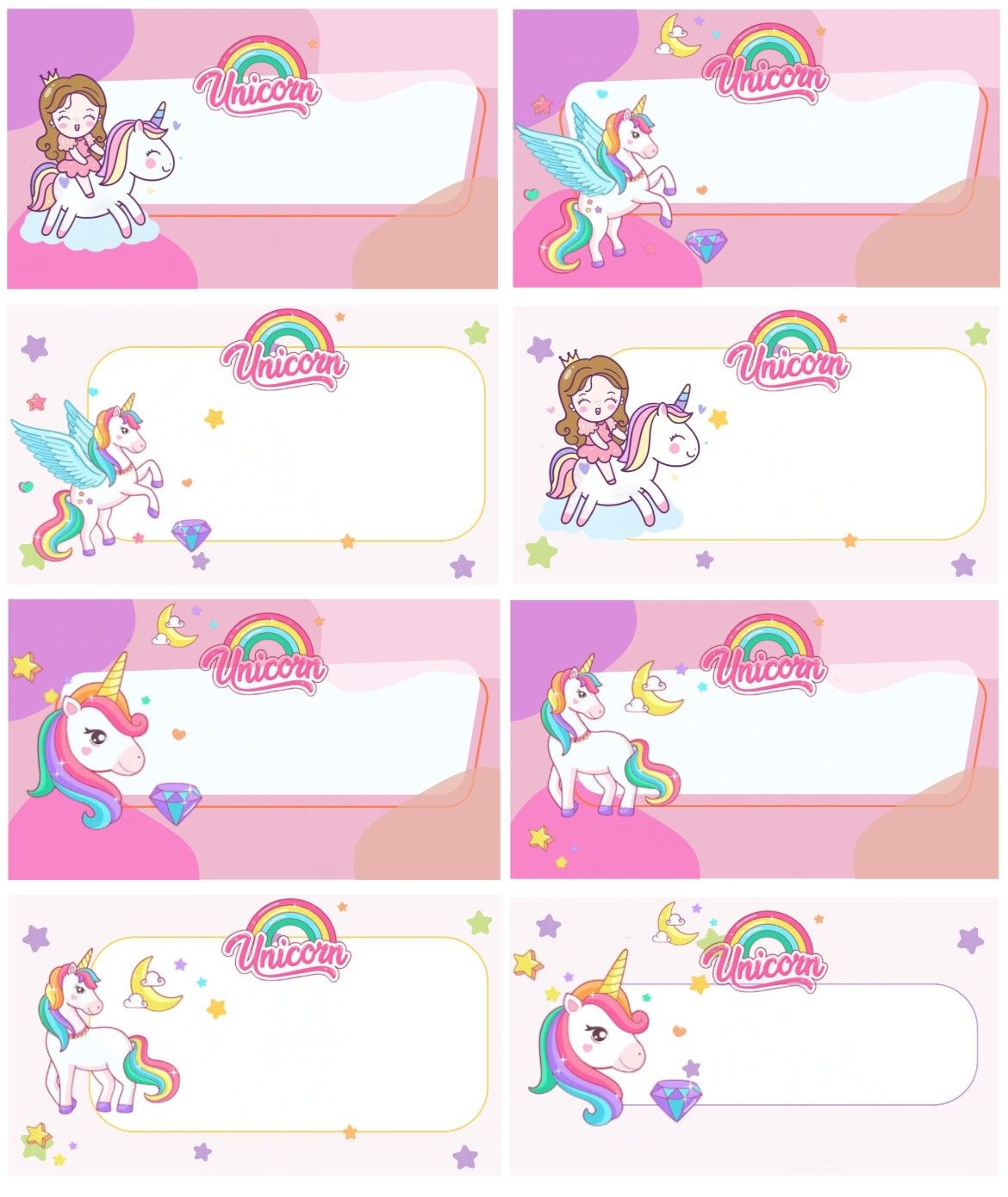 Unicorn Label Template For Kids