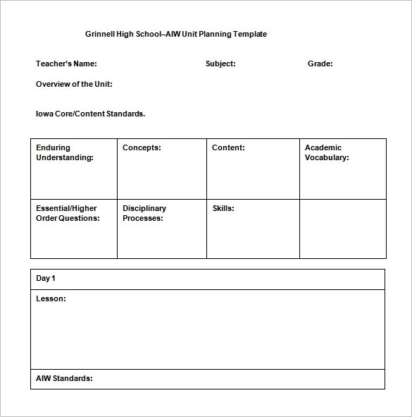 Unit Plan Template 5 Free Word PDF Documents Download
