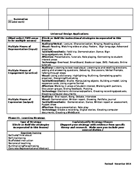 Universal Design For Learning Lesson Plan Template By Hilari Willdrick