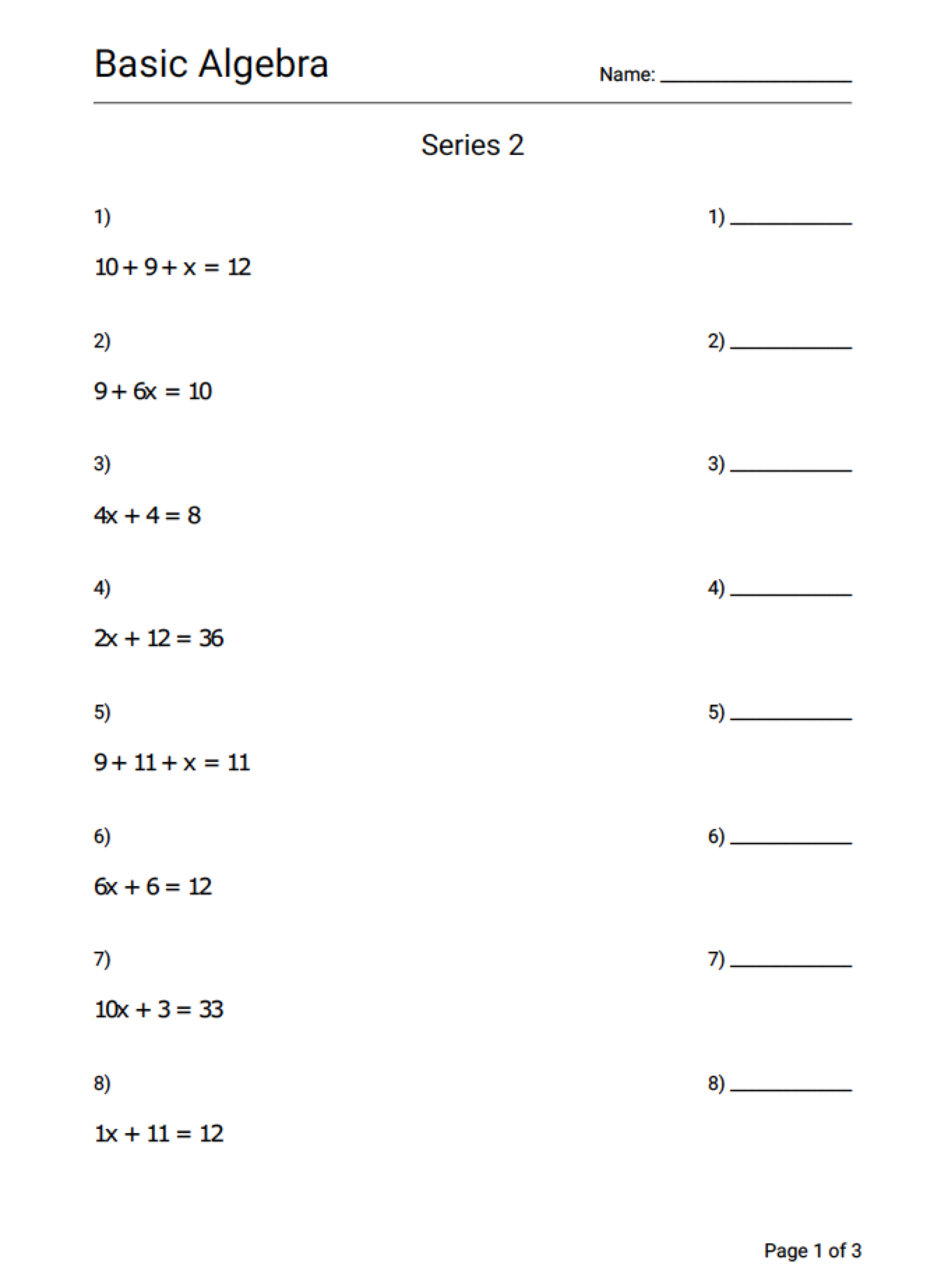 Unlocking The Power Of Algebra Algebraic Equations Worksheets