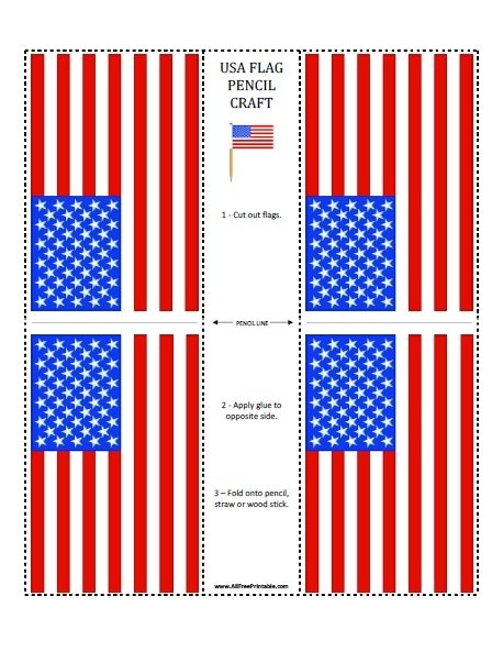 US Flag Pencil Craft Free Printable