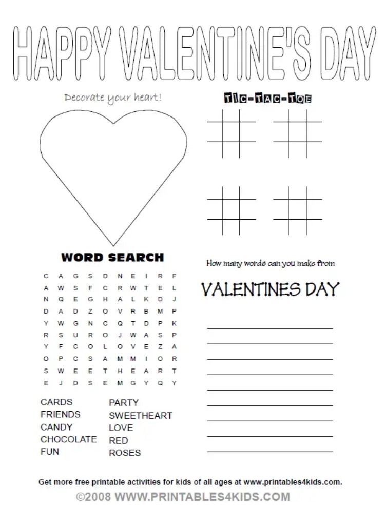 valentine's day printable activities