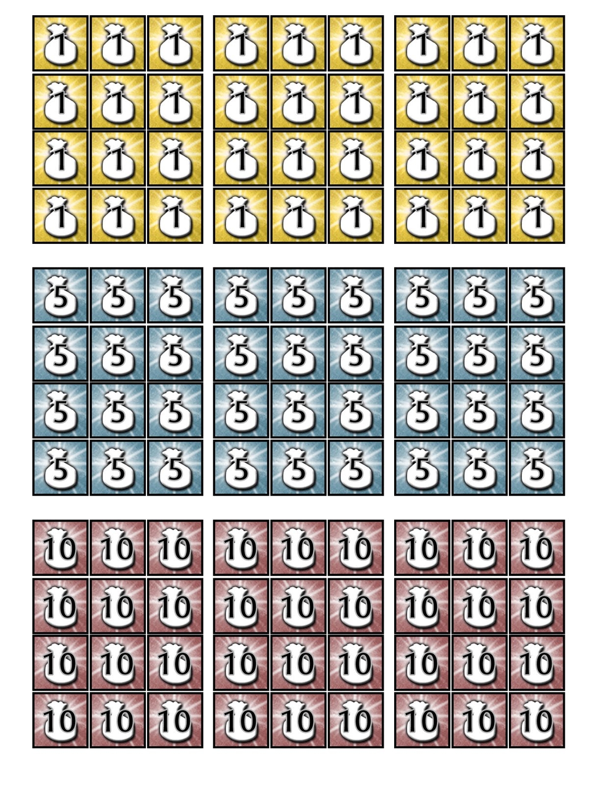 free printable game tokens
