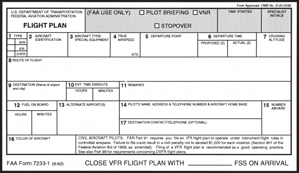 Vfr Flight Plan Form Printable Printable Form 2024