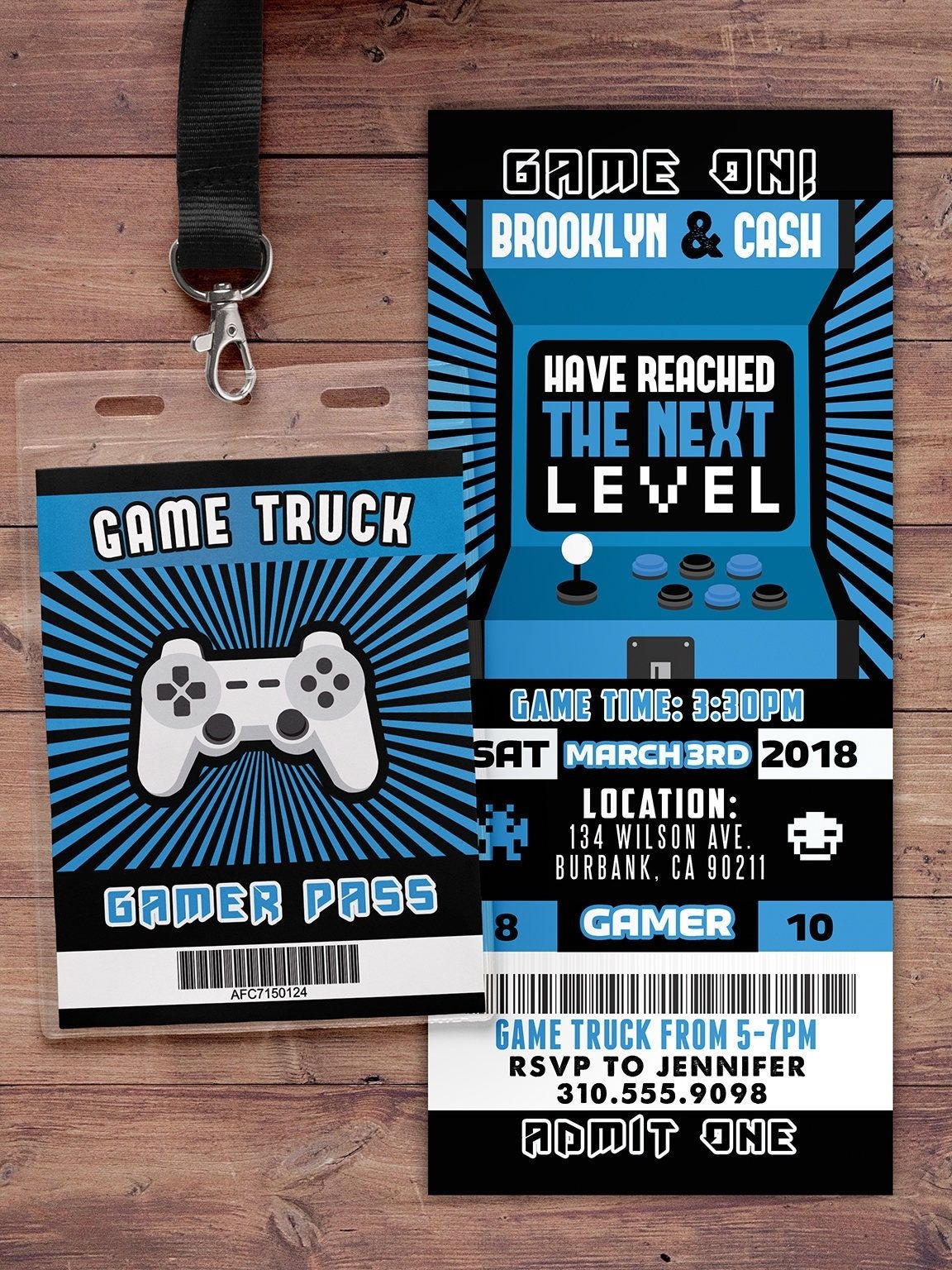 Video Game Invitation Game Truck Party Invitations Video Game Party 