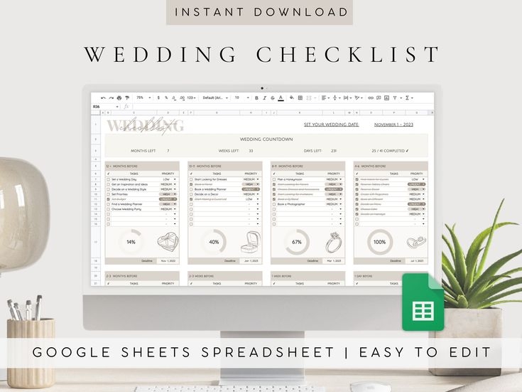 Wedding Checklist Template Wedding To Do List Google Sheets Digital