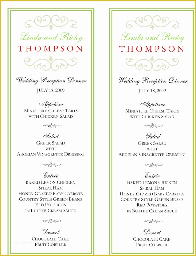 Wedding Menu Cards Templates For Free Of Wedding Menu Template 5 Free