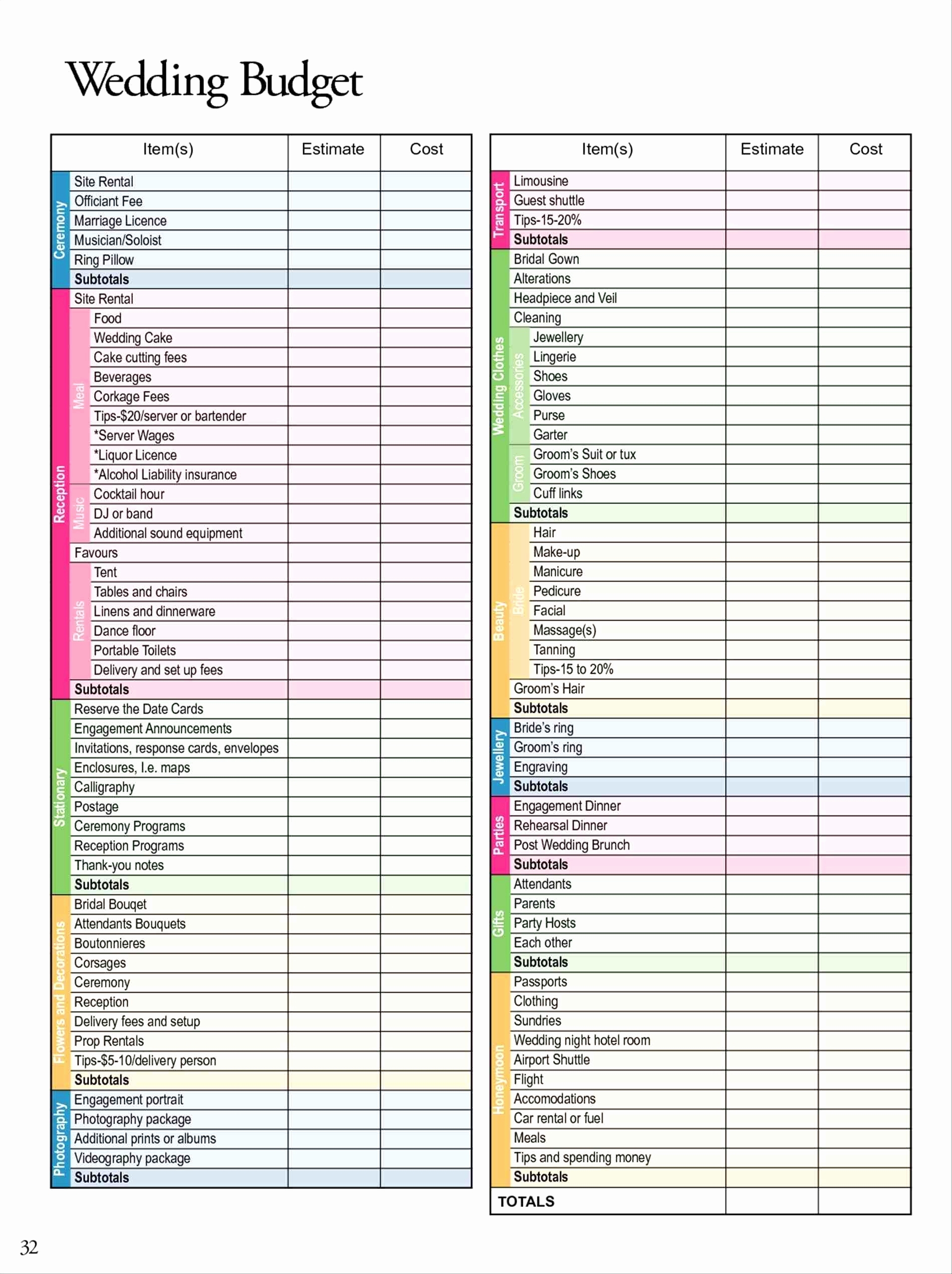 Wedding Planning Spreadsheet Template