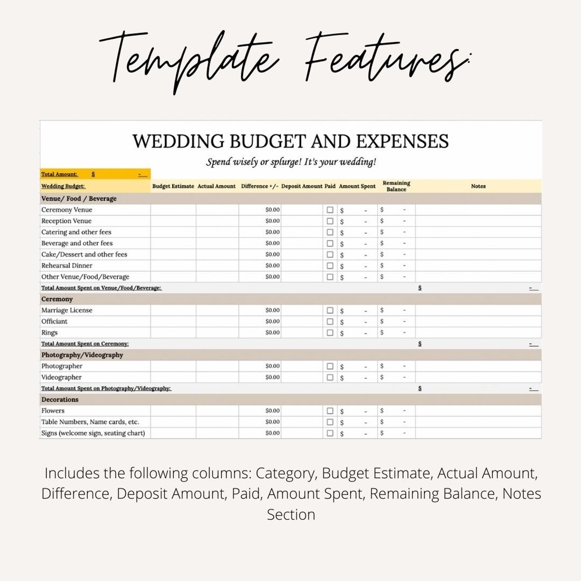 Wedding Planning Template Google Sheets
