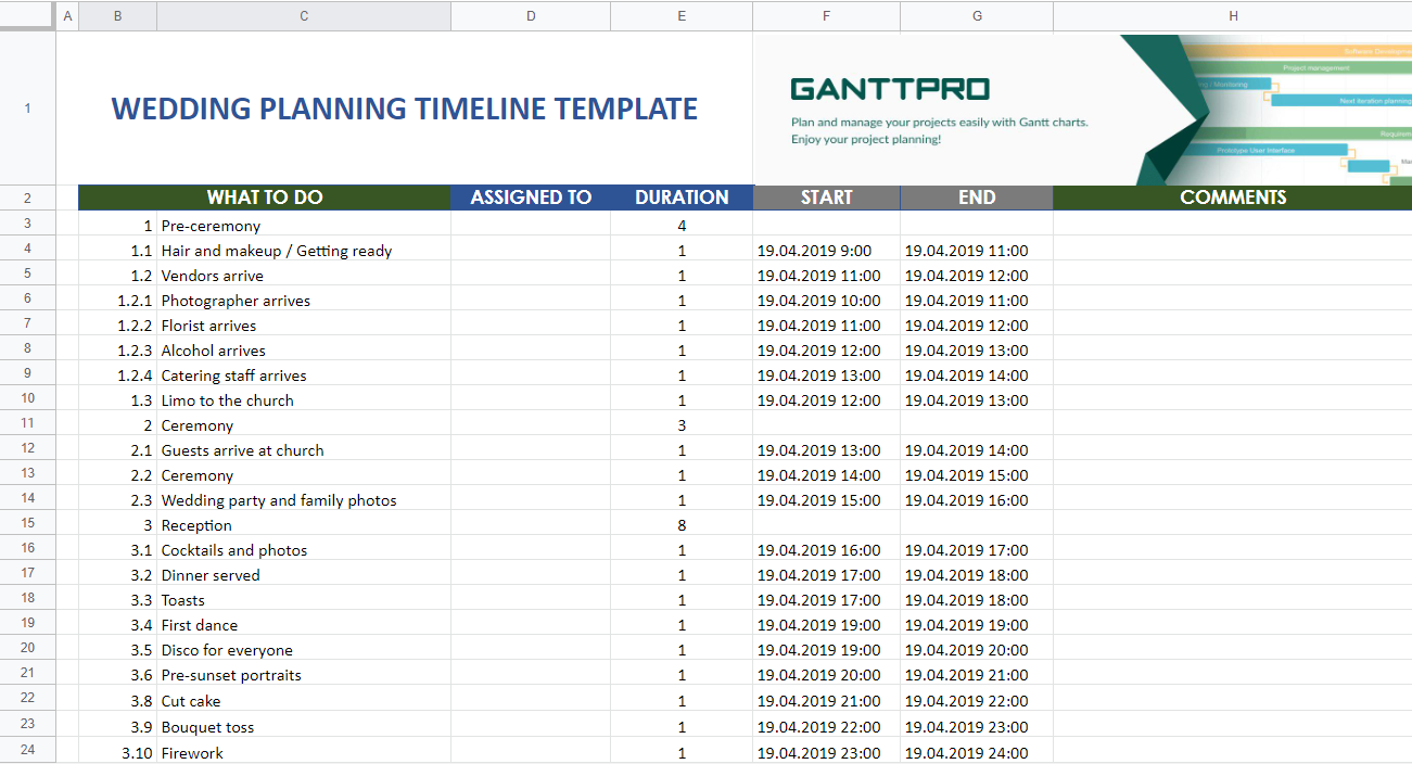 Wedding Planning Timeline Template Excel Template Free Download