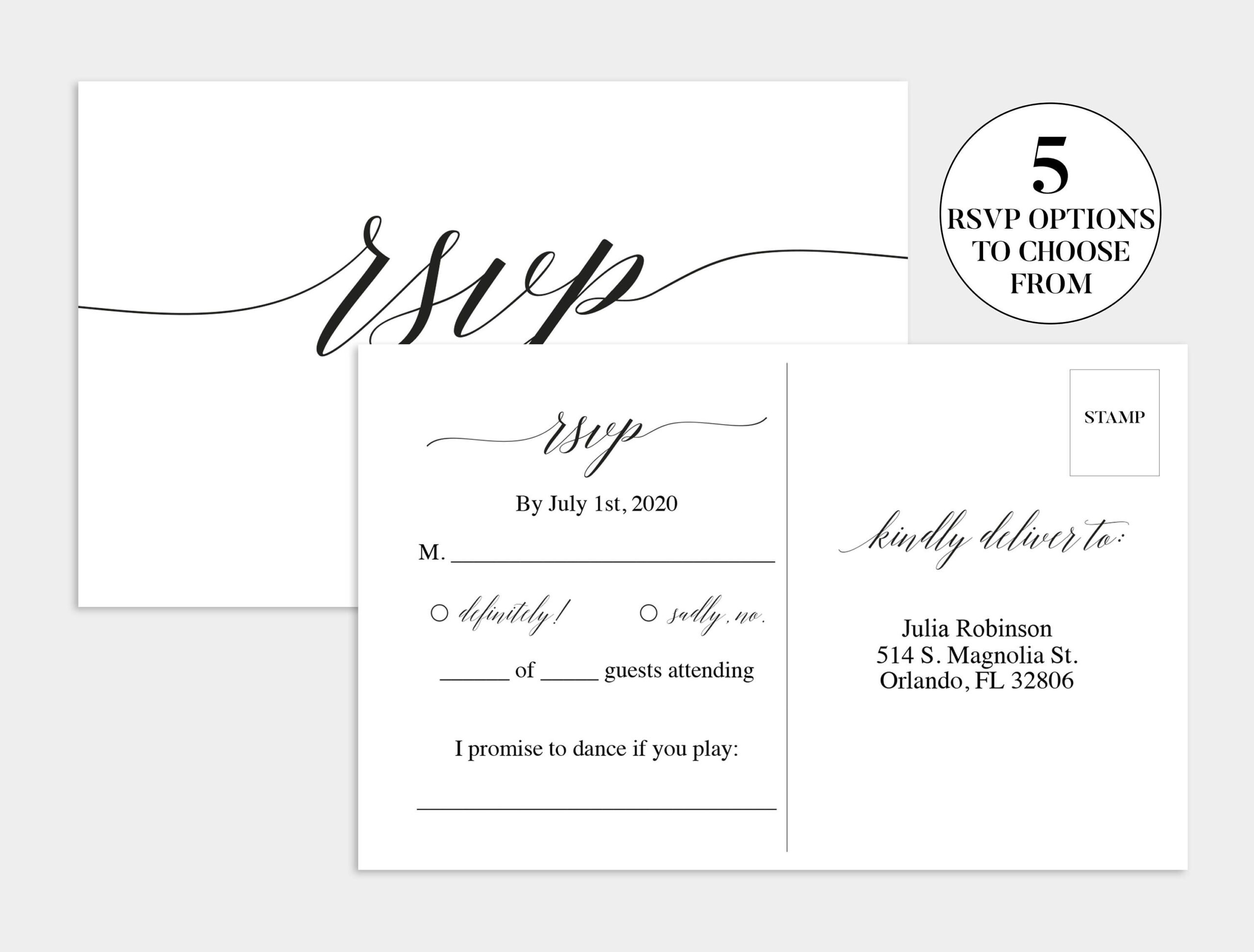 Wedding Rsvp Postcard Kaza psstech co Free Printable Rsvp Cards