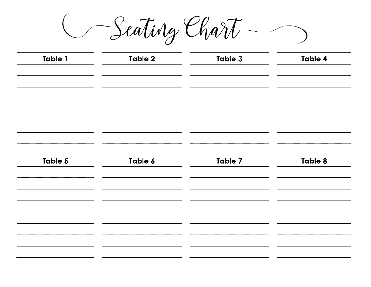 Wedding Seating Plan Template Excel Printable Word Searches
