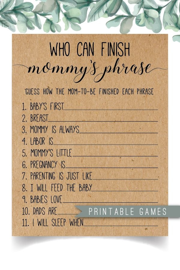 Who Can Finish Mommy 39 s Phrase Baby Shower Game Finish Etsy Baby 