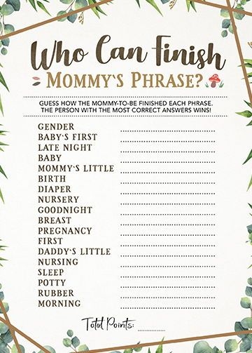 free printable finish mommy's phrase baby shower game