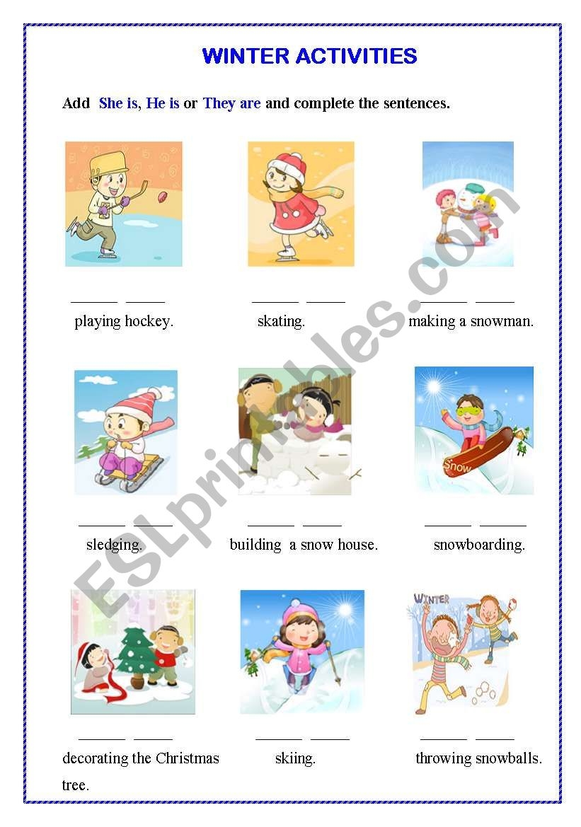 winter printable activities