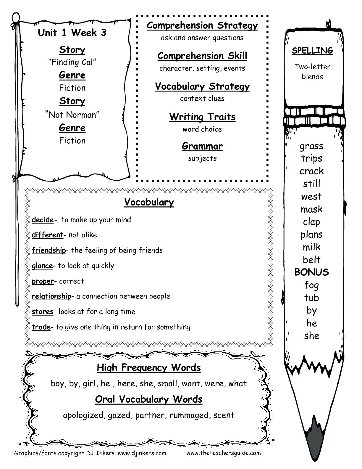 Wonders Second Grade Unit One Week Three Printouts Free Printable