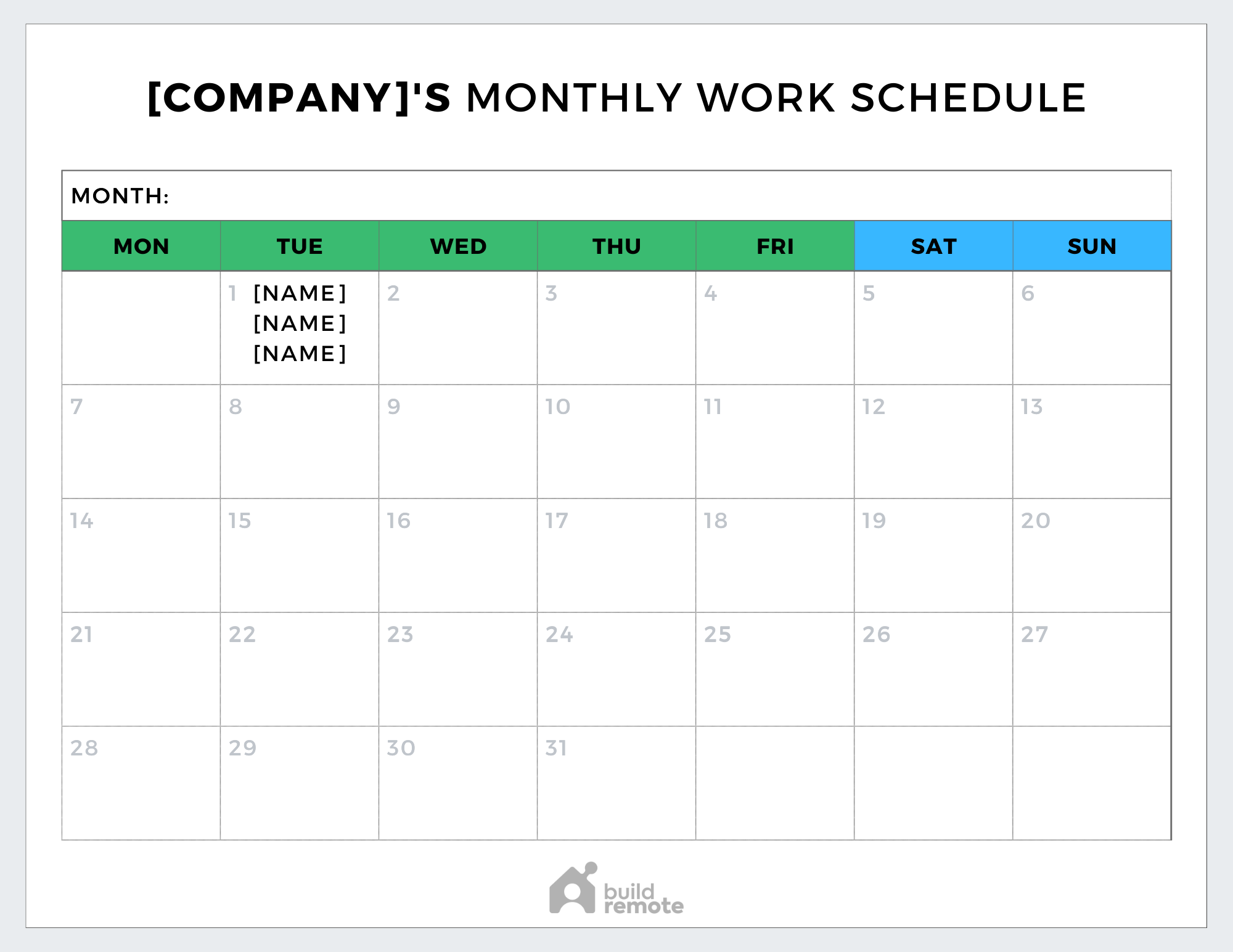 Work Plan Calendar Template 2025 Finn Parker