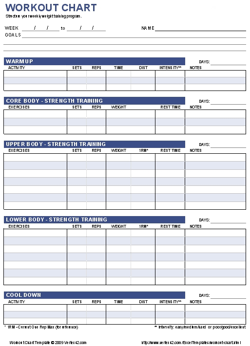 Workout Plan Template Excel Printable Receipt Template