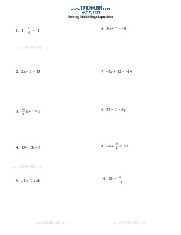 solving multi step equations with fractions worksheet