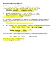 thermochemical equations worksheet