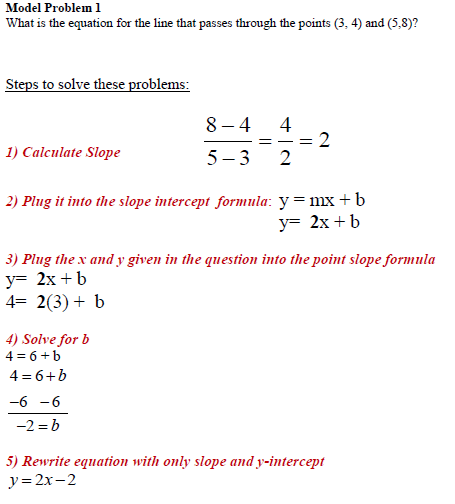 finding the equation of a line given two points worksheet