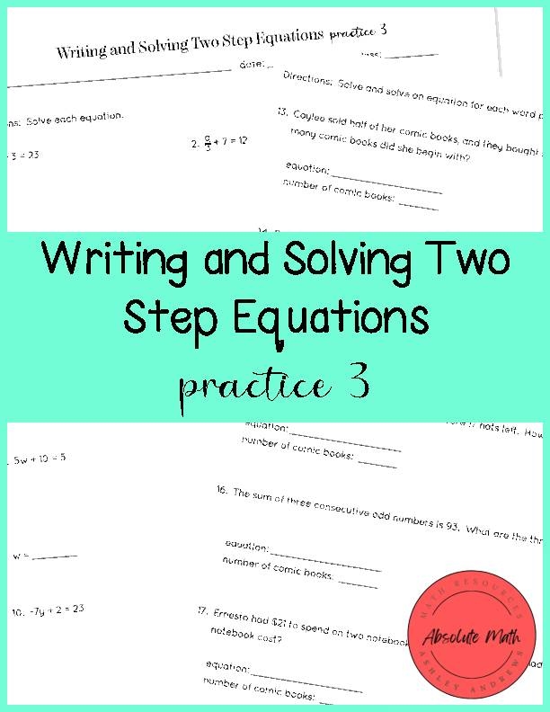 Writing And Solving Two Step Equations Practice 3 Classful 