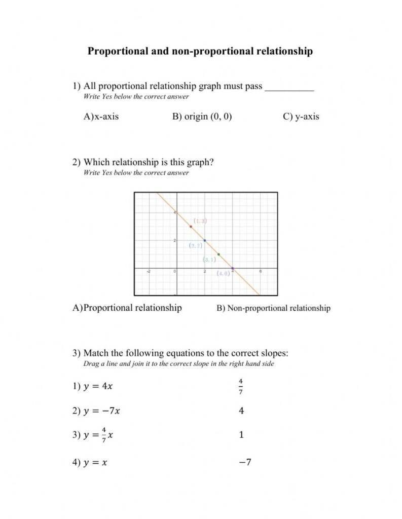 Writing Equations For Proportional Relationships Worksheets Pdf 